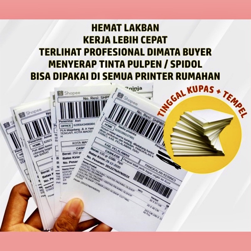 

KERTAS STICKER A6 | ISI 100 PCS I STICKER A6 I STICKER LABEL OLSHOP | STIKER CHROMO | STIKER HVS |