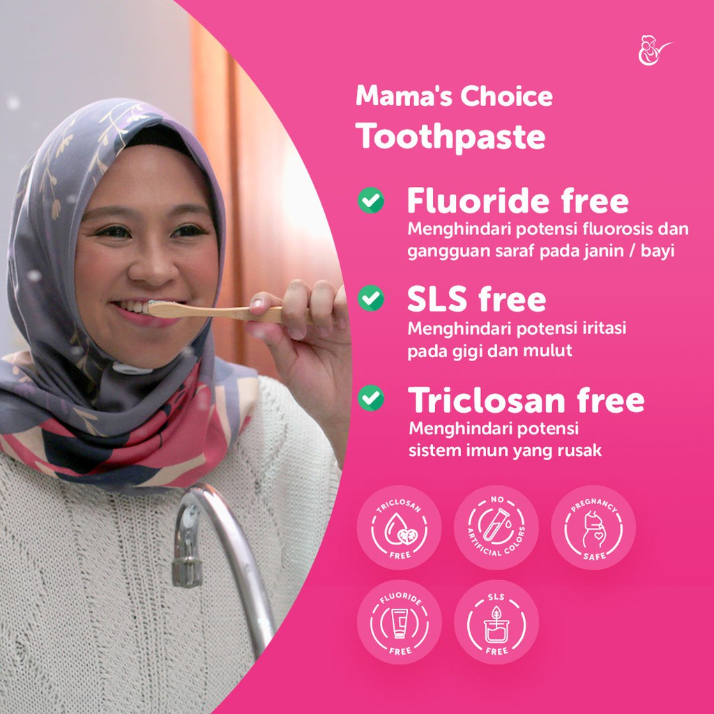 Mama Choice Non-Fluoride Toothpaste Mencegah Gigi Berlubang 100gr /pasta gigi ibu hamil/pasta gigi ibu menyusui