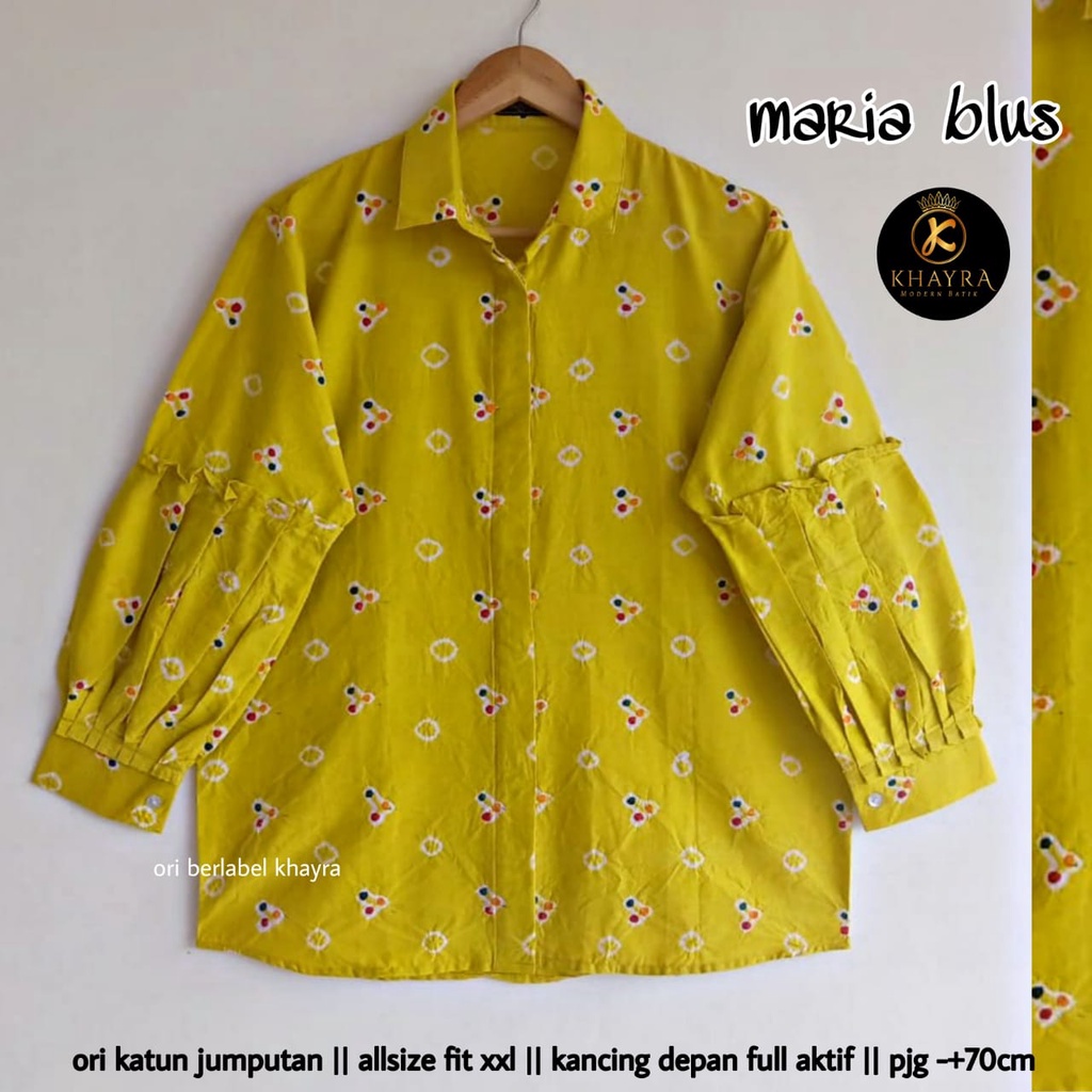 Blus Maria  batik solo atasan kerja trendy blus kancing depan busui friendly blus wanita