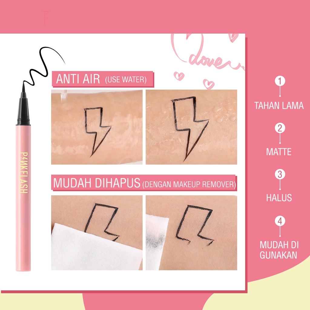 PINKFLASH #OhMyLine Eyeliner Warna Hitam Anti Air Tahan Lama Eye Makeup Evenly Pigmented Liquid Eyeliner