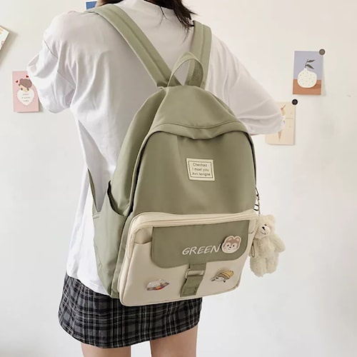 Tas Ransel Sekolah Wanita Korea Anti Air Backpack Wanita Kanvas Style Kuliah Resleting