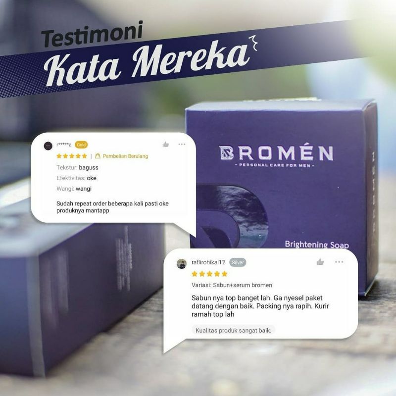 Brightening soap BROMEN Sabun &amp; Serum 100% Original BPOM Pencerah Wajah pria wanita Penghilang bekas jerawat