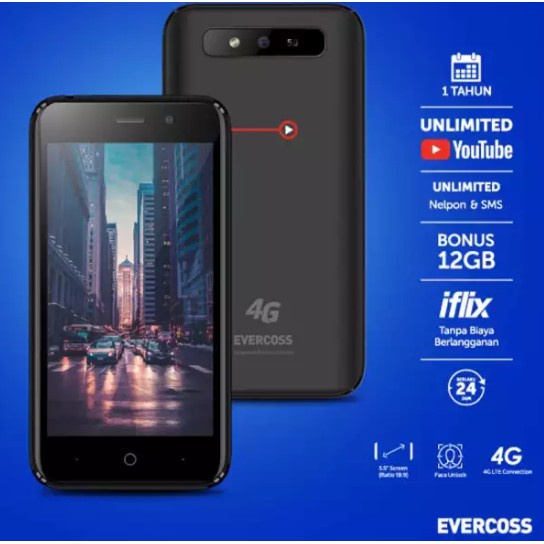 EVERCOSS XTREAM 1 S45 1/8 RAM 1GB INTERNAL 8GB GARANSI RESMI