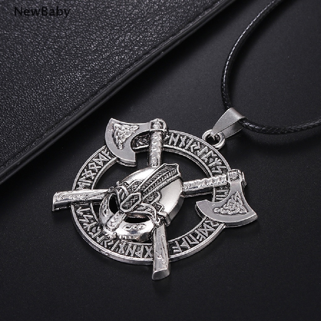 Kalung Liontin Jimat Slavic Gaya Vikings Rune Untuk Pria