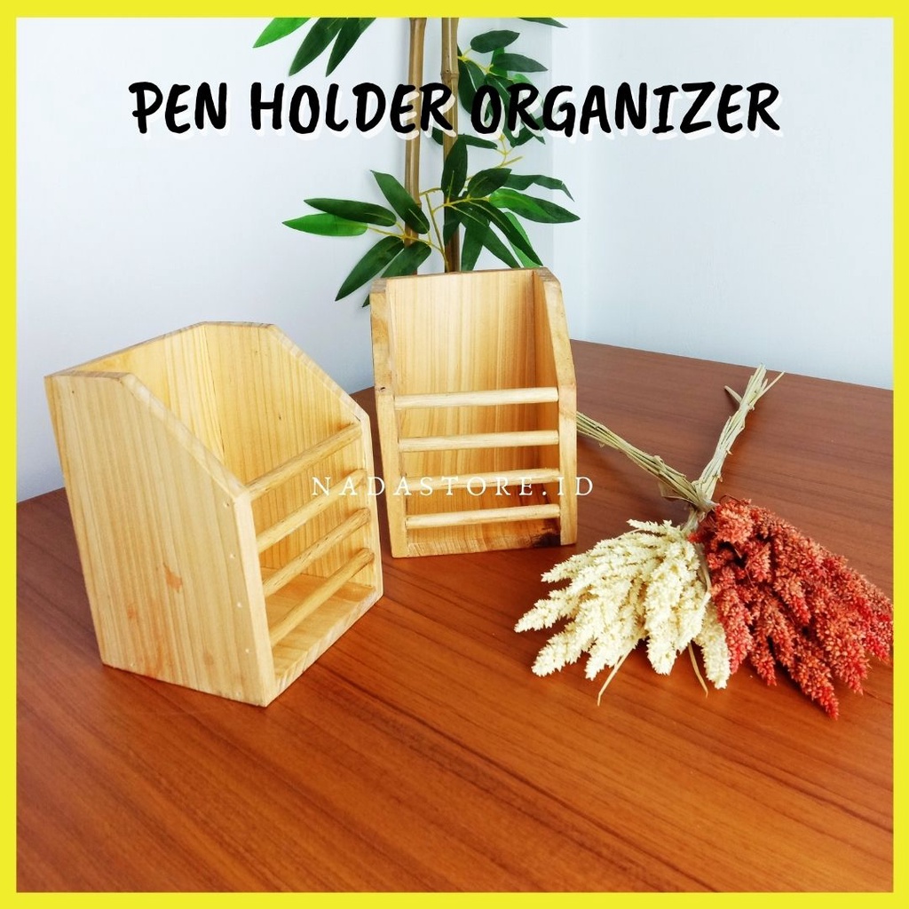 Wooden Desk Organizer / Phone Holder / Tempat Alat Tulis Kayu Multifungsi