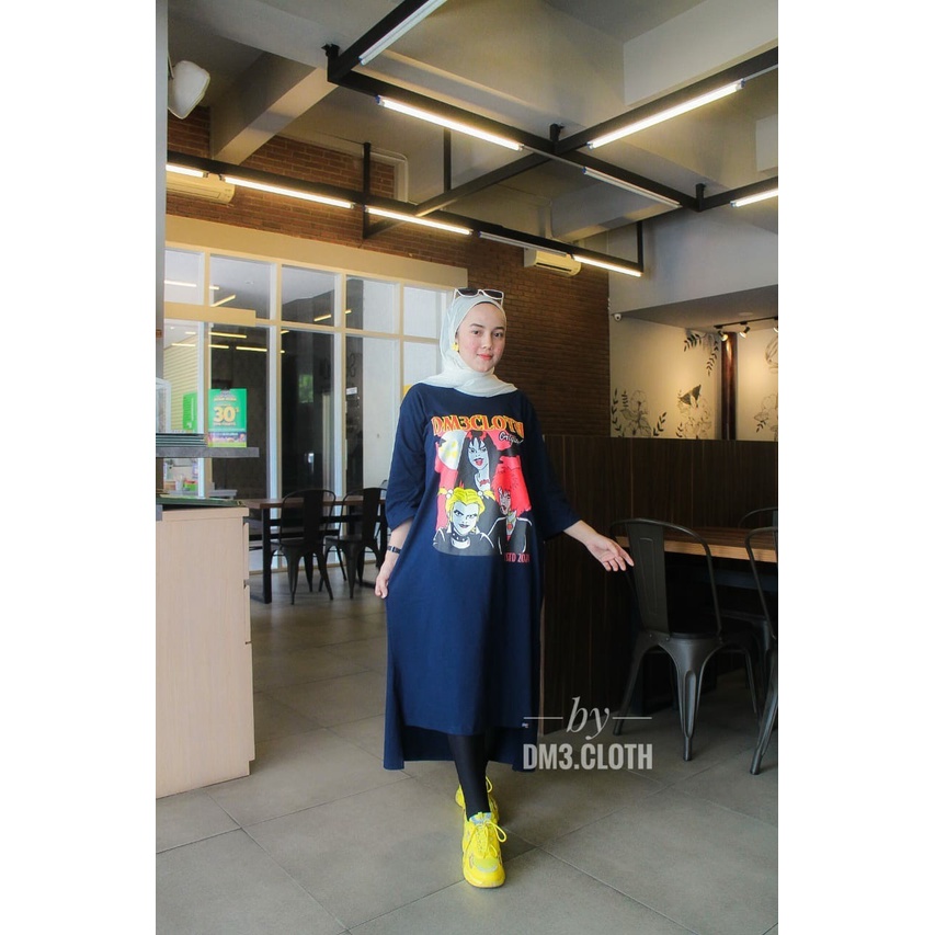 Midi Dress Long Tunik Original DM3 Cloth Bahan Cotton Combed 20s Tebal Terbaru 2022 Terlaris Punk Pr