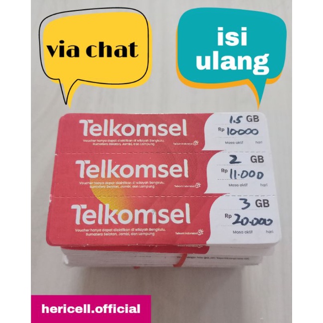 Voucher sumbagsel Telkomsel | voucher sumbangsel 1.5gb 2gb 2.5gb 3gb 4gb 4.5gb 5gb 5.5gb kode dikiri
