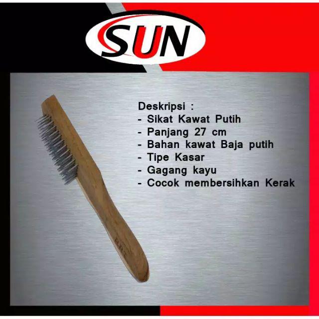 Sikat Kawat Putih Baja Gagang Kayu