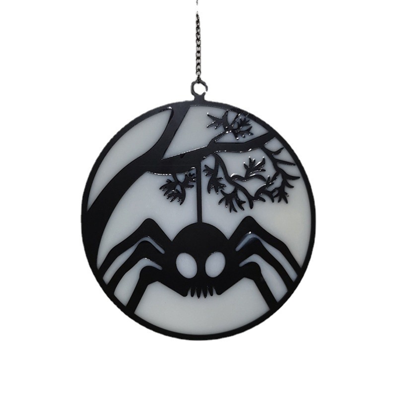 Liontin Kaca Bentuk Laba-Laba Luminous Untuk Dekorasi Latar Belakang Halloween