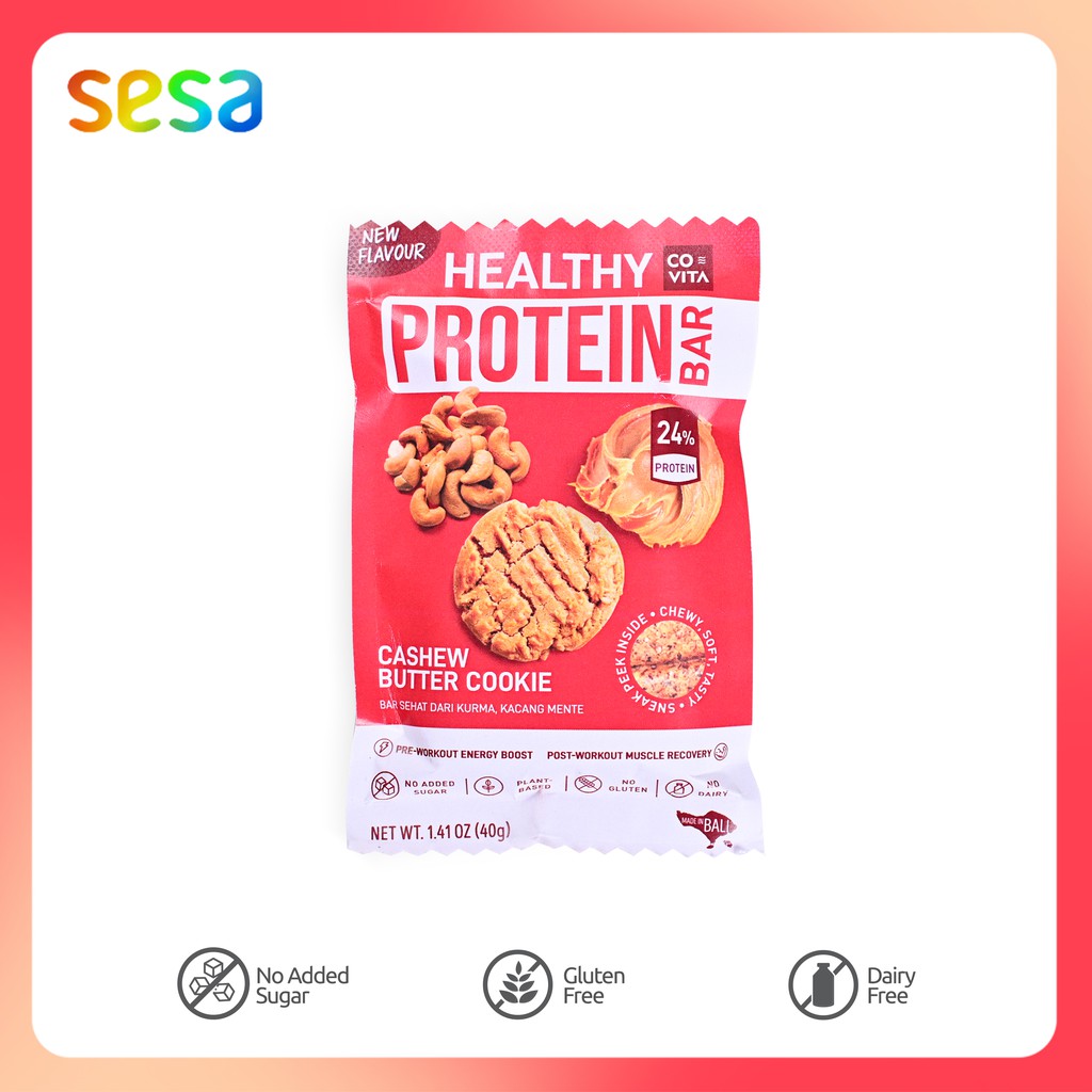 

COVITA Healthy Protein Bar Cashew Butter Cookie 40gr - Snack Bar Plant-Based Vegab Friendly