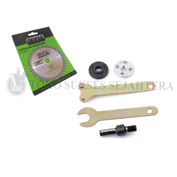 PAKET Ryu Mata Potong Circle 4''x40 T Circular Blade + Adaptor Set Konektor Bor Custom jadi gerinda