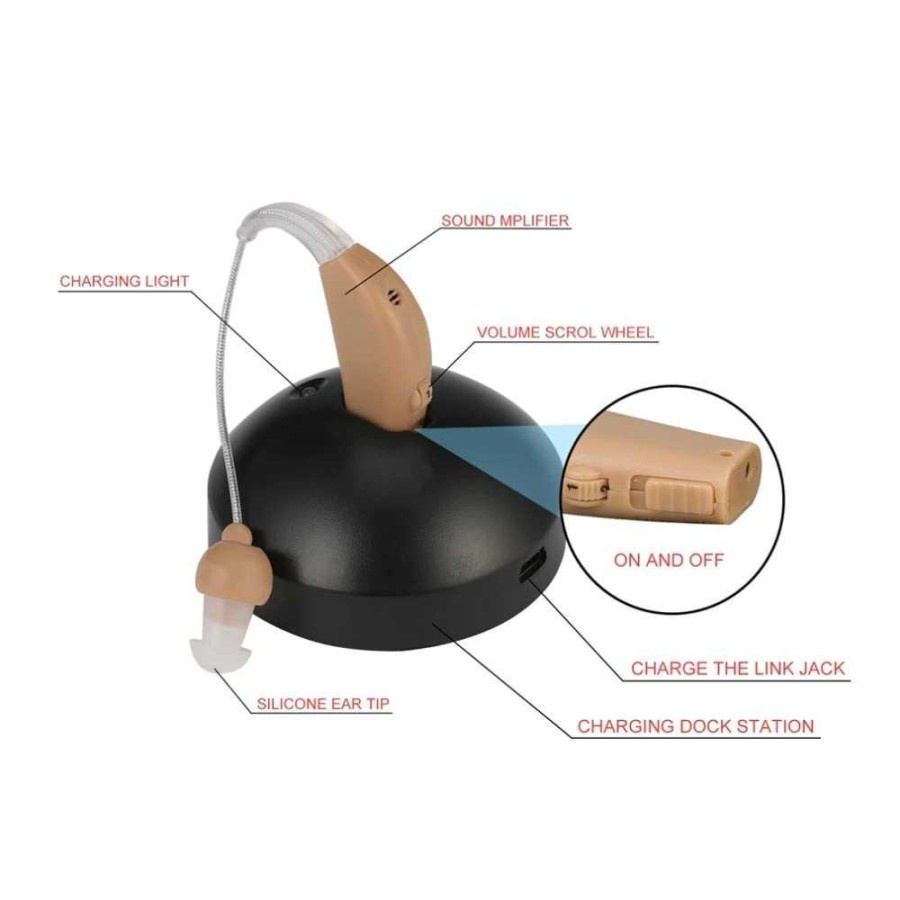 Alat Bantu Dengar In Ear Hearing Aid with Charging Station - JZ-1088F - Brown