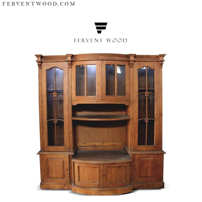 Bufet Tv Klasik / Bufet Lemari Kaca Pajangan Ukir Kayu Jati