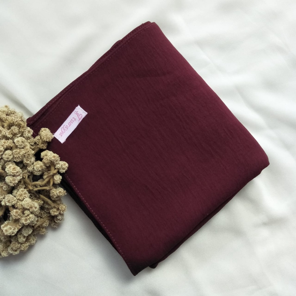 PASHMINA CRINCLE SET CADAR SIZE 200X75/PASHMINA CRINCLE SYARI/PASHMINA JUMBO-Darkmaroon