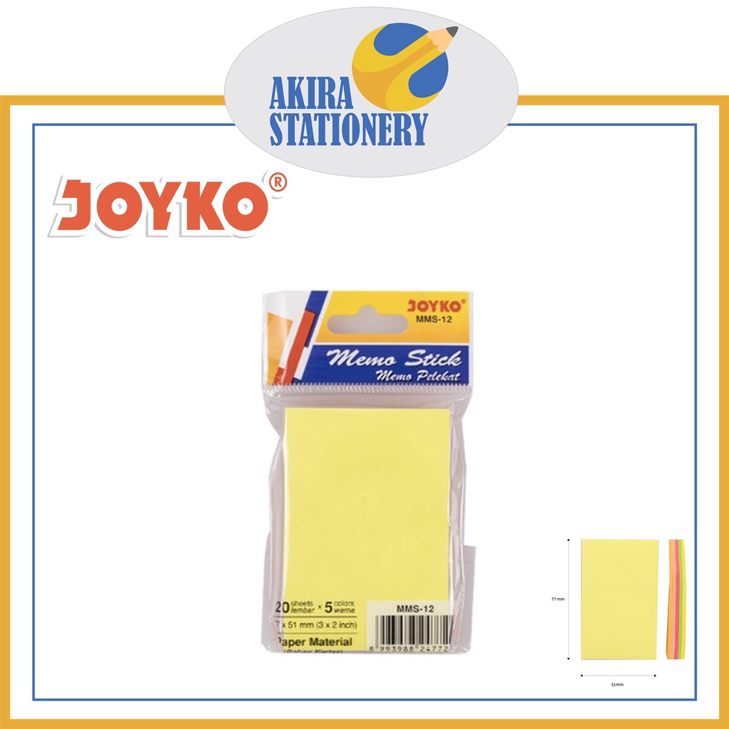 

Sticky Note JOYKO MMS 12 Besar - 5 Warna / Kertas Memo Tempel MMS-12 / Memo Stick PAK ( 100 PCS )