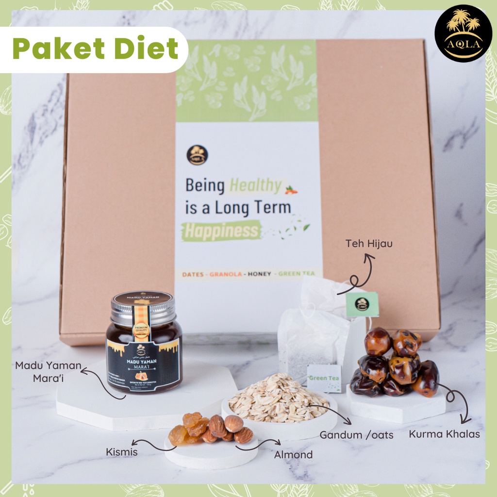 Paket Diet Herbal Alami / Diet Sehat Kurma Granola Madu Teh Hijau / Pola Hidup Sehat 7 hari