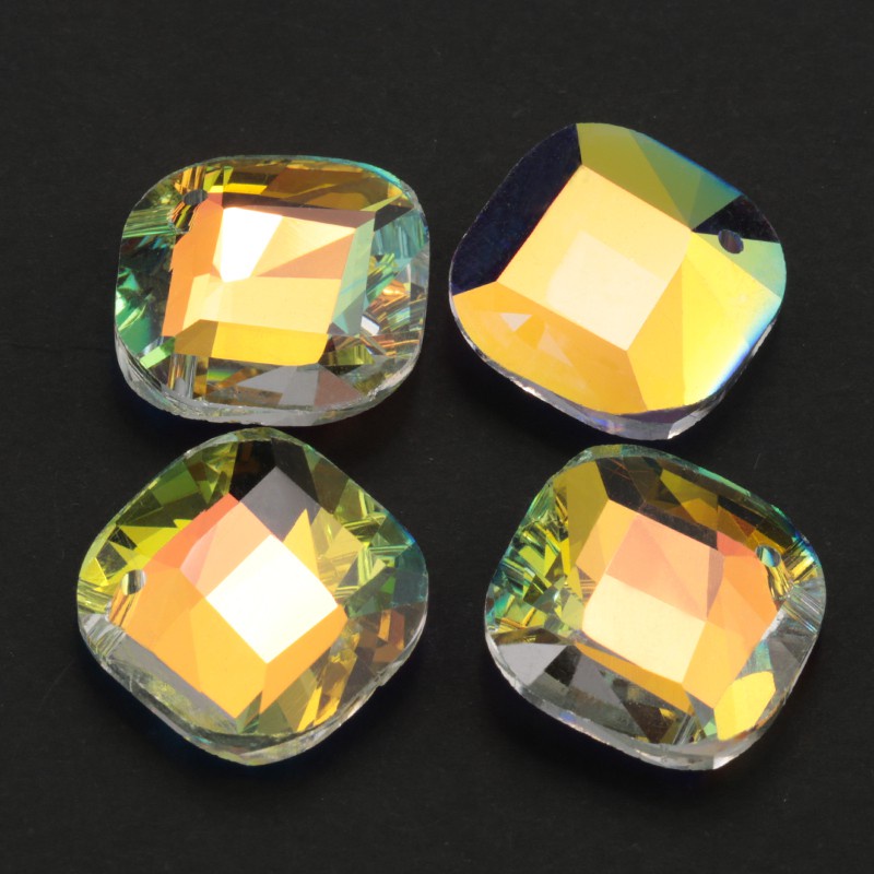 20mm 12pcs/pack bentuk persegi kristal Liontin Austria manik-manik kaca longgar berlian imitasi