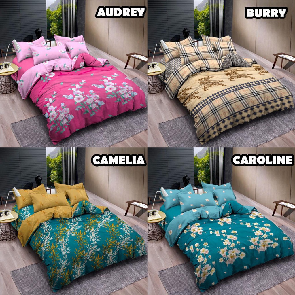 SPREI QUINCY VALLERY Tinggi 30 180x200 4 BANTAL motif Terbaru - 180 King Size B4 T30