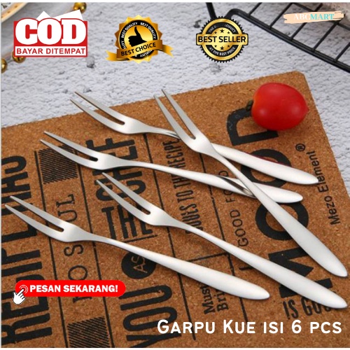 [BISA COD] Garpu Kue Isi 6 pcs Stainless Garpu Buah Garpu Mini Garpu Dessert Tusukan Makanan Murah Terjangkau