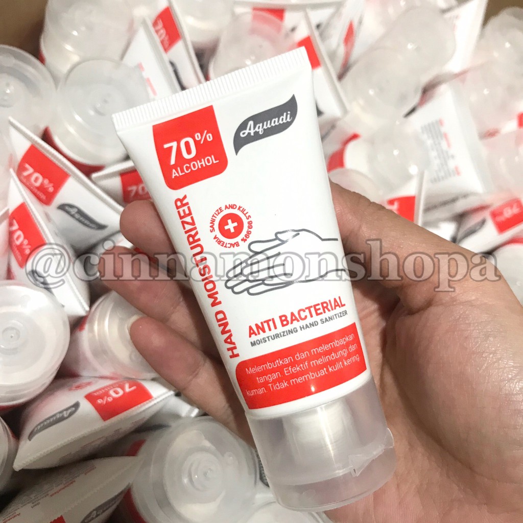 Hand sanitizer AQUADI 50ml moisturizer ALKOHOL 70% BPOM RESMI Antiseptik