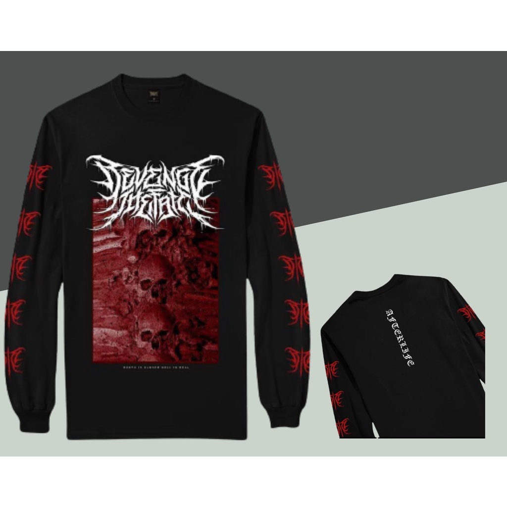 Kaos Distro Musik Metal Premium Band REVENGE THE FATE Theme AFTER LIFE Lengan Panjang Hitam / Baju P