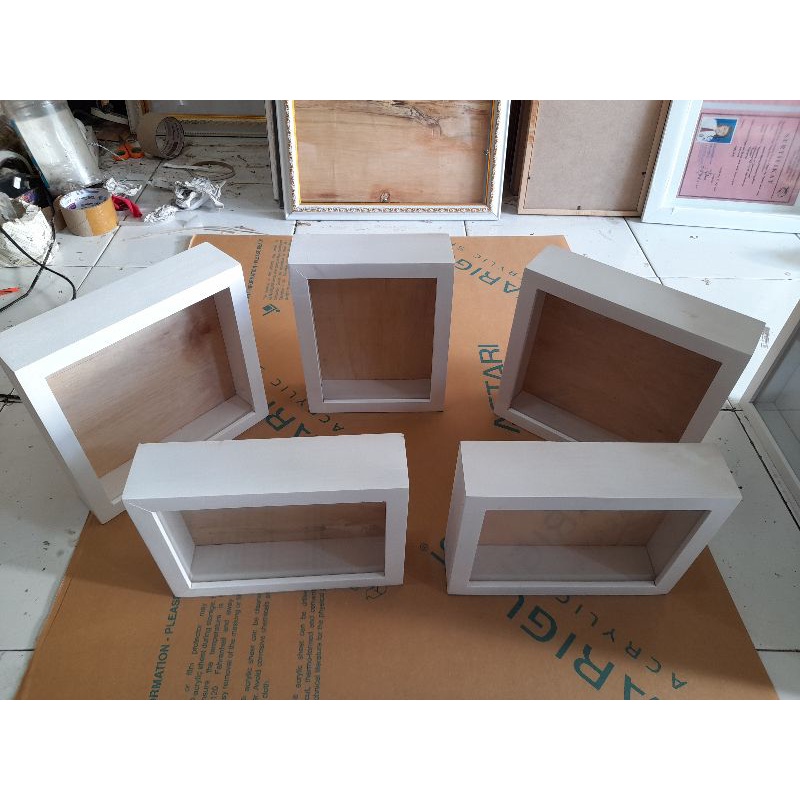 Pigura mahar kayu 3d cat putih/frame mahar/frame kado