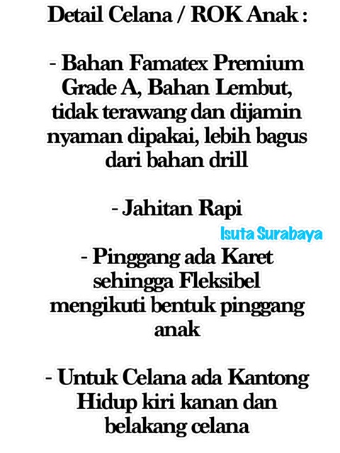 SERAGAM CELANA ROK pendek ANAK SD Merah SMP BIRU Famatex Premium-2