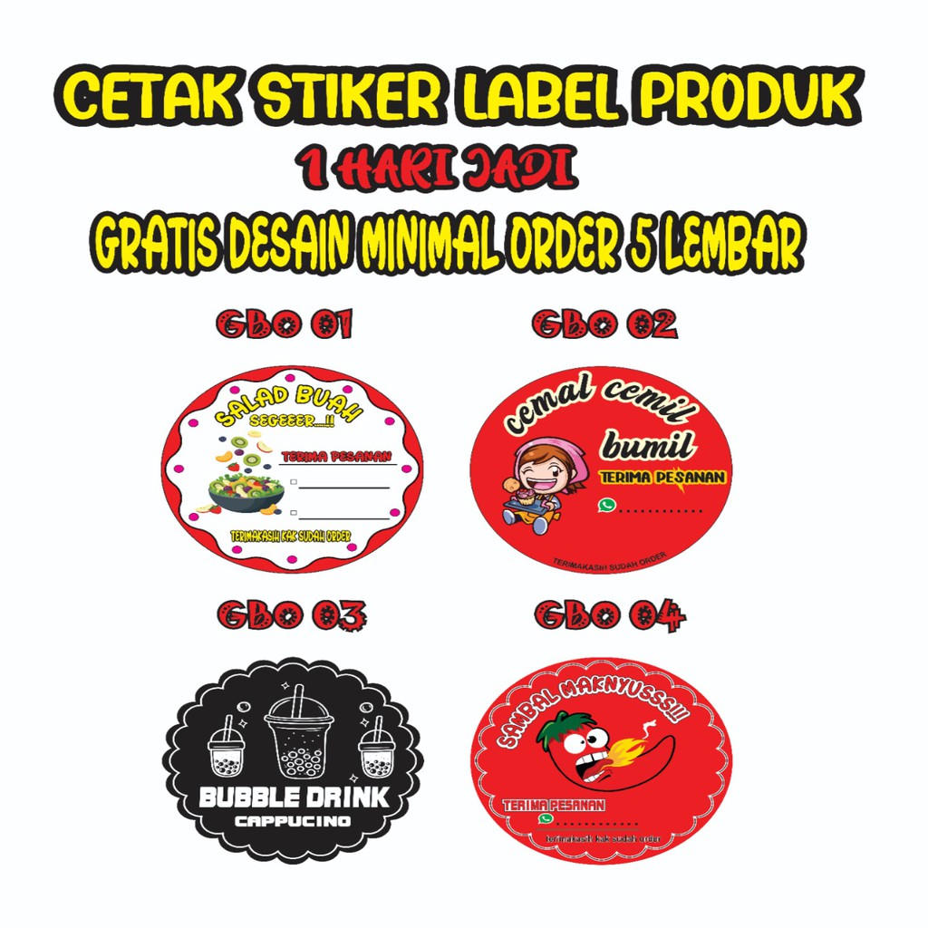 

CETAK STIKER LABEL PRODUK KEMASAN A3+. STIKER CHROMO CROMO CUTTING 1 HARI JADI