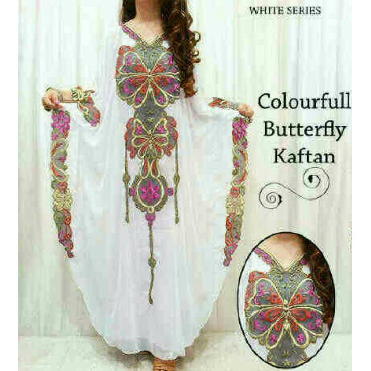 Shalch Trendy Kaftan Butterfly Khusus Putih Jumbo