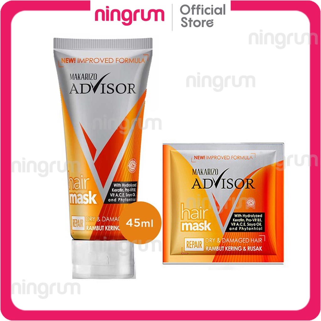 Ningrum - MAKARIZO Repair Hair Mask Sachet, Tube 15mL dan 45mL | Masker Rambut Rusak ✔️BPOM - 6308