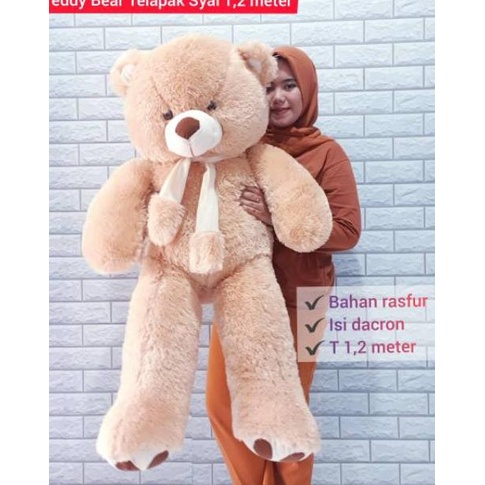 [SGM. 50554] Boneka Tedy Bear Jumbo Syal Telapak 1,2 meter