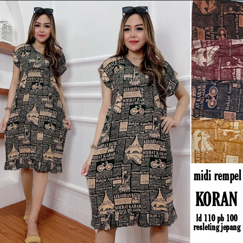 Midi dress rempel motif // daster rempel motif / daster viral 2022