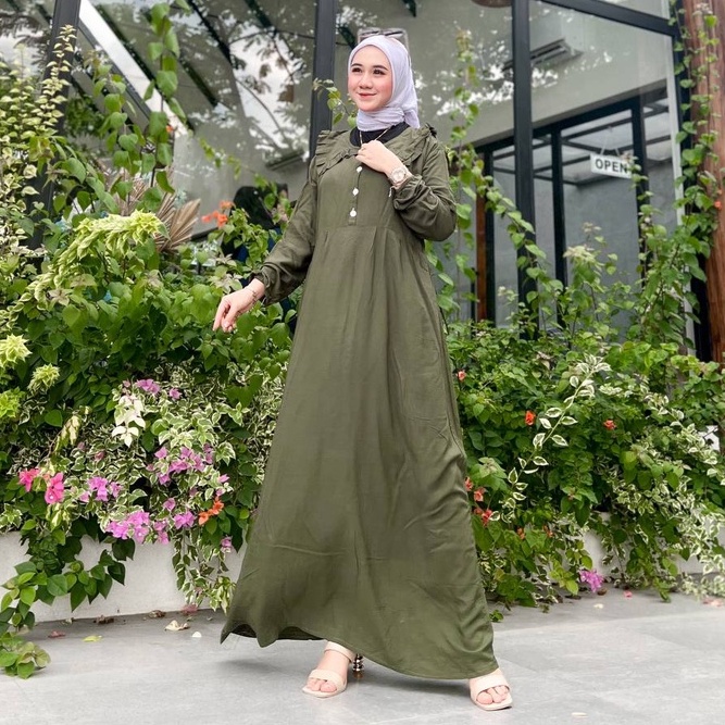 Amelia Gamis Wanita Maxi Dress Muslim Daily Outfit Dewasa Bahan Rayon Fashion Terbaru