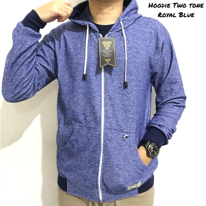 jacket business casual jacket sports YANG TERBARU, JAKET HOODIE TWO TONE - royal blue, L 9LQR