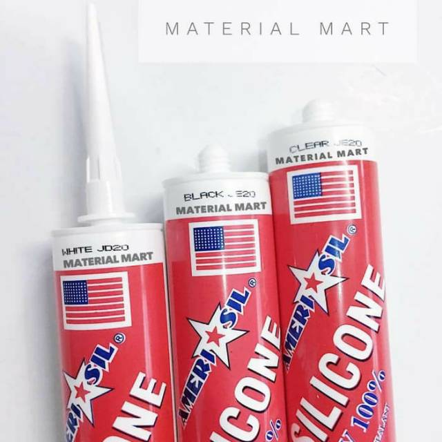 Lem Kaca Sealant Botol Amerisil ORI Silicone 300 ml Clear Black White | Material Mart