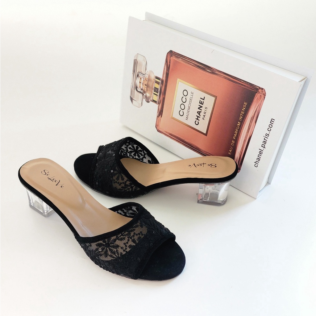 Seloove - Shakila Sandal Heels Pesta / Heels Kaca / heels kaca 5cm / heels kondangan / heels brukat 