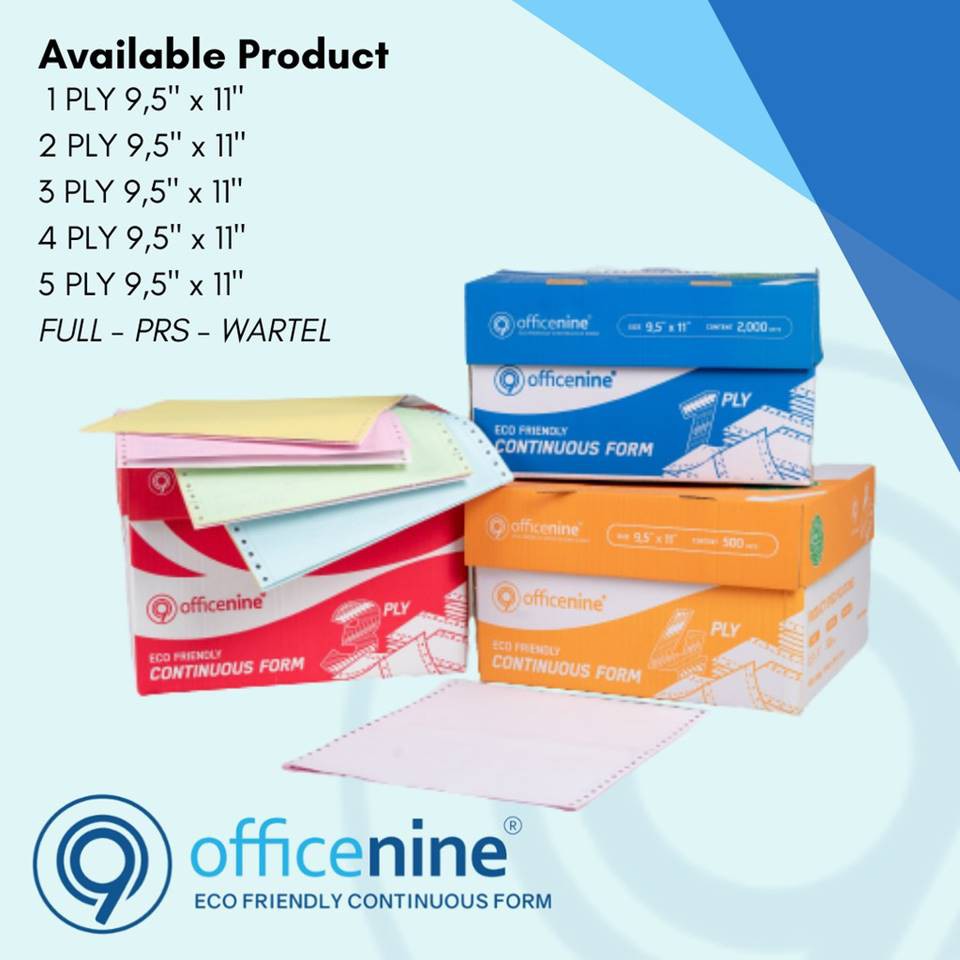 CONTINOUS FORM OFFICENINE 9.5 x 11&quot; 3 PLY BAGI 2 PRS KERTAS RANGKAP