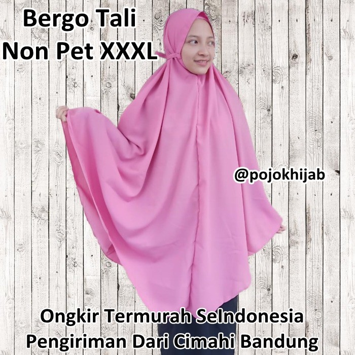 TERMURAH Jilbab Bergo Maryam Tali Non Pet Khimar Instan XXXL lebih panjang