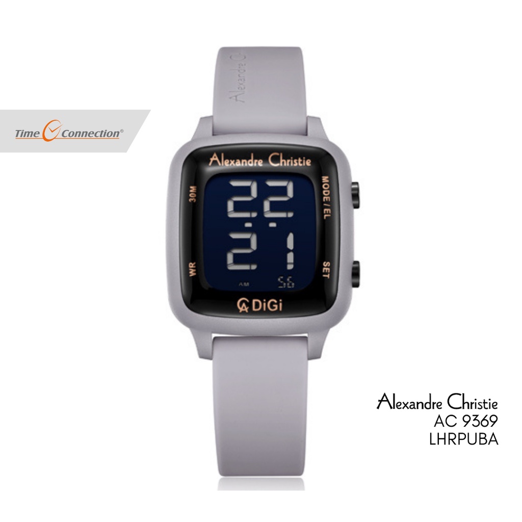 Alexandre Christie AC 9369 LHRPUBA Full Ungu Original / Jam Tangan Wanita Digital Karet / Purple Rub