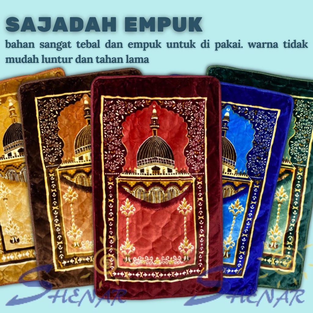 SHENAR SAJADAH LEMBUT / LEMBUT / NON RUMBAI TEBAL EMPUK ANTI SLIP / SAJADAH TURKI