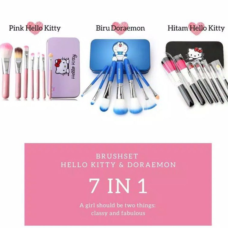 BRUSH MAKE UP 7 IN 1 HELLO KITTY, DORAEMON