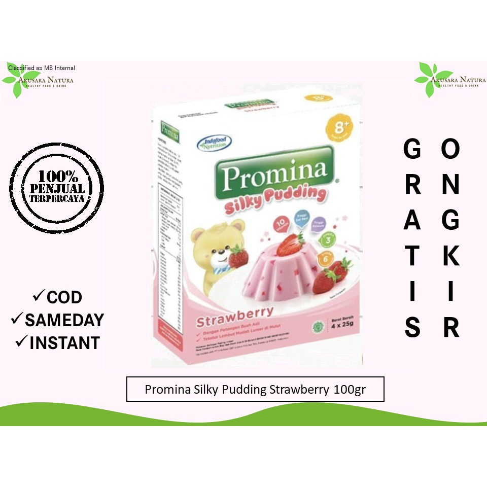 PROMINA SILKY PUDING | PUDDING 100gr STRAWBERRY ED FEBRUARI 2024  [BISA COD | INSTANT | SAMEDAY]