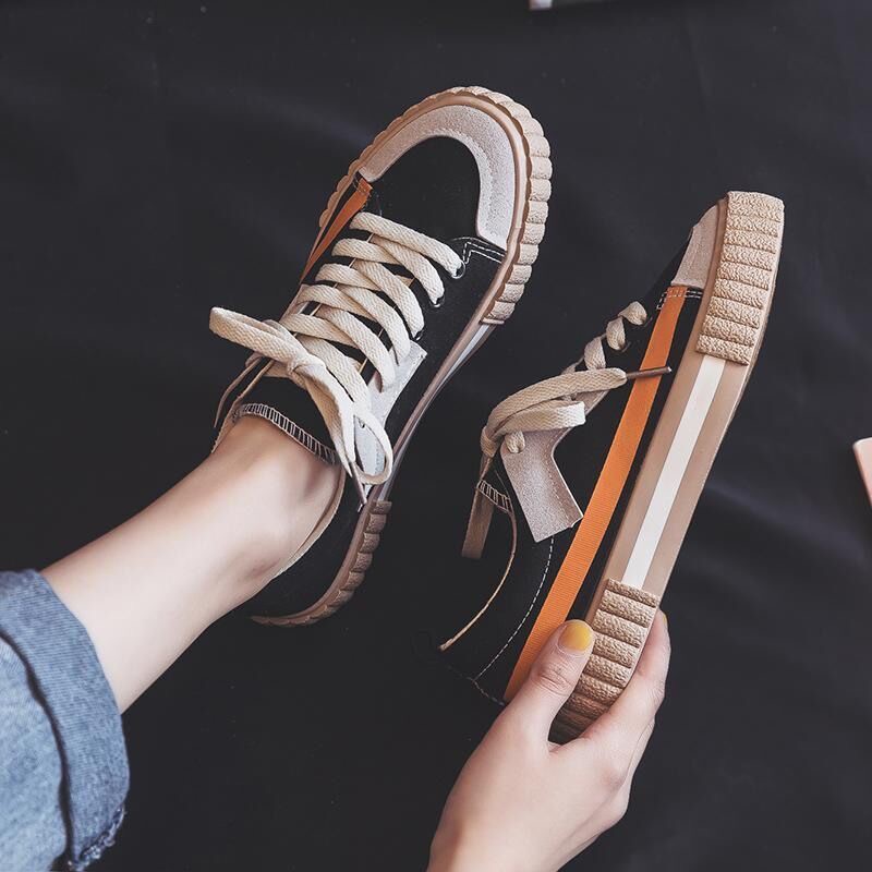 Sepatu Wanita Import Sneakers Tali Sepatu Kanvas Flat Casual Nyaman Dipakai Model Terbaru