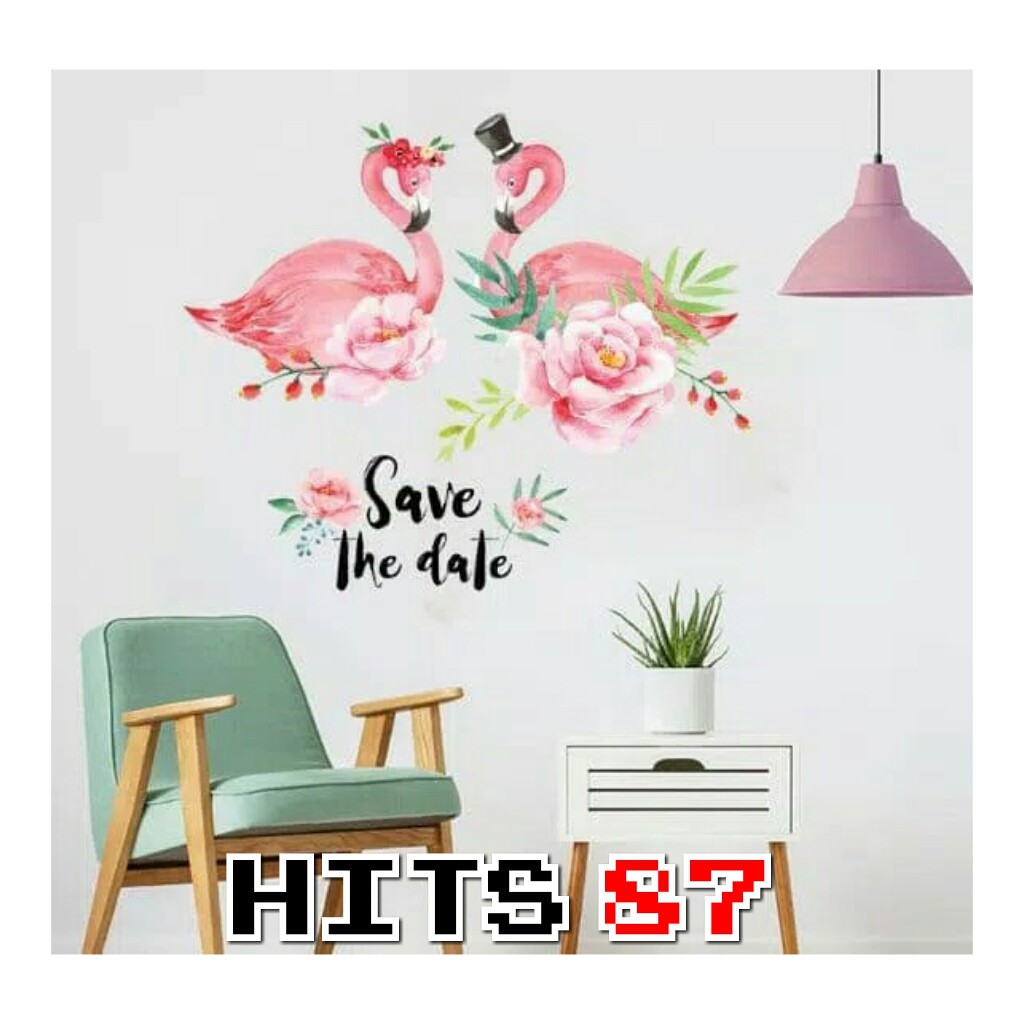 Wallsticker Wall Sticker Stiker  Dinding  Love Flamingo  