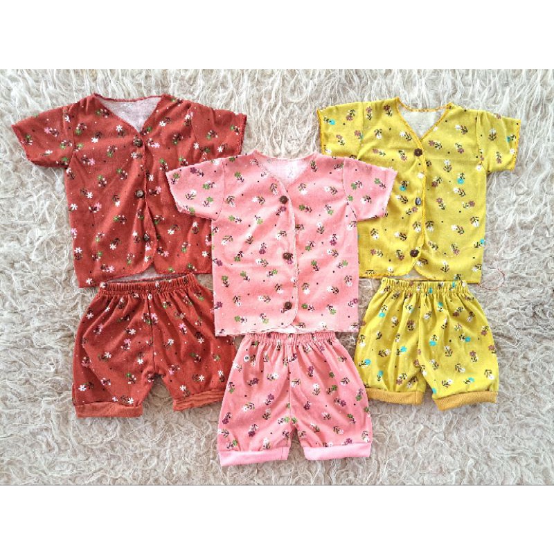 Stelan baju dan celana bayi panjang motif per 3 stel newborn, 3-6 dan 6-12 bulan SNI Promo 9.9