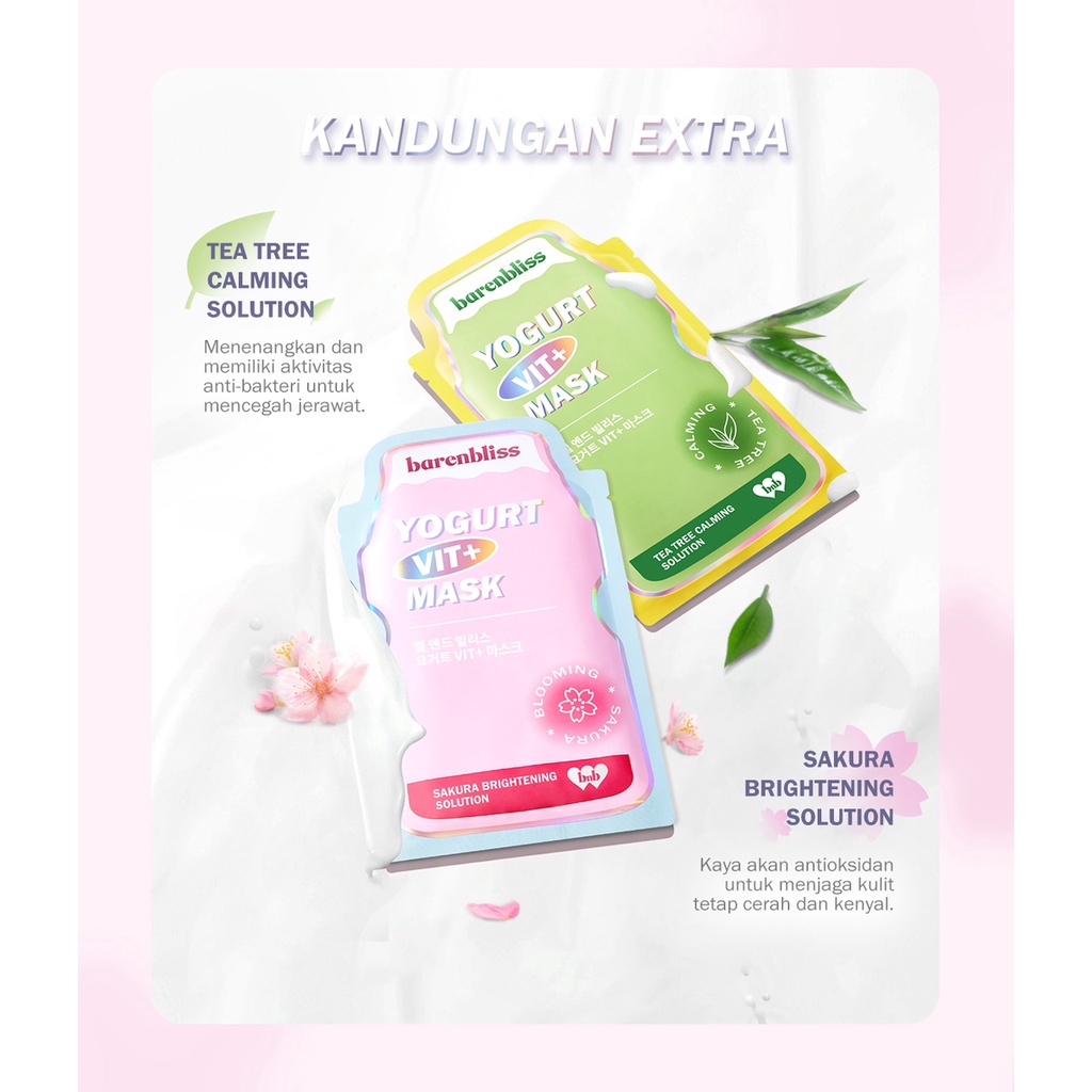 BNB barenbliss Yogurt Vit+ Mask - Calming Sheet Mask Korea Essence Serum Masker Wajah Skincare 25ml