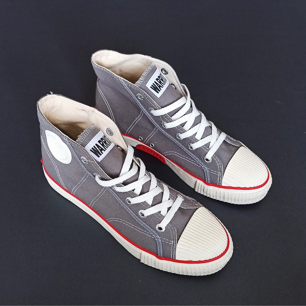 Sepatu Warrior Classic HC Grey - Warrior High Abu-Abu Sol Putih