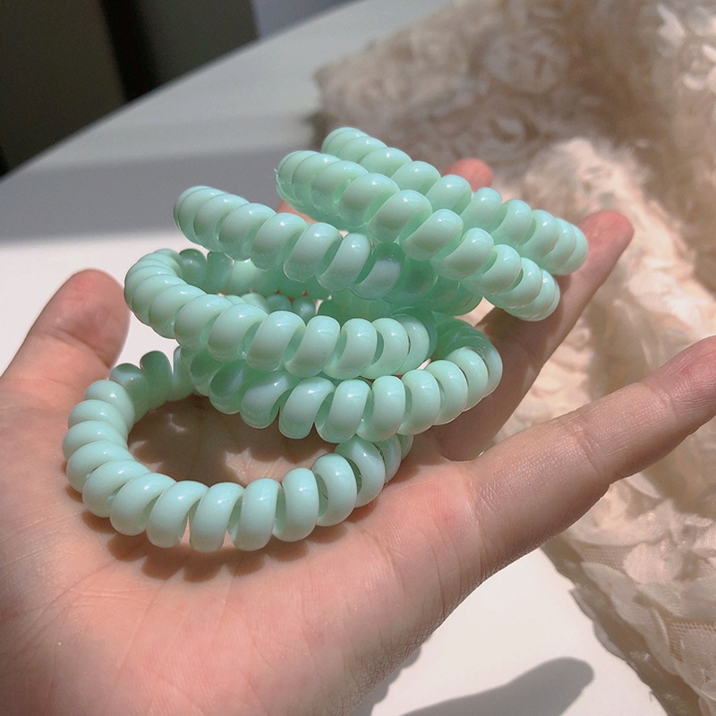 Roselife Mint Green Sprial Coil Hair Tie Telephone Cord Ponytail Hair Bands 1 Pc