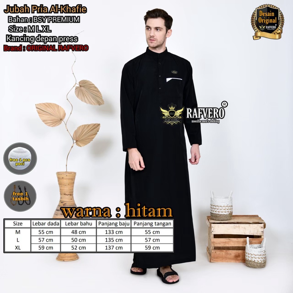 Baju Gamis Laki laki Jubah Pria Dewasa Rafvero Original Pakaian Muslim Al Khafie