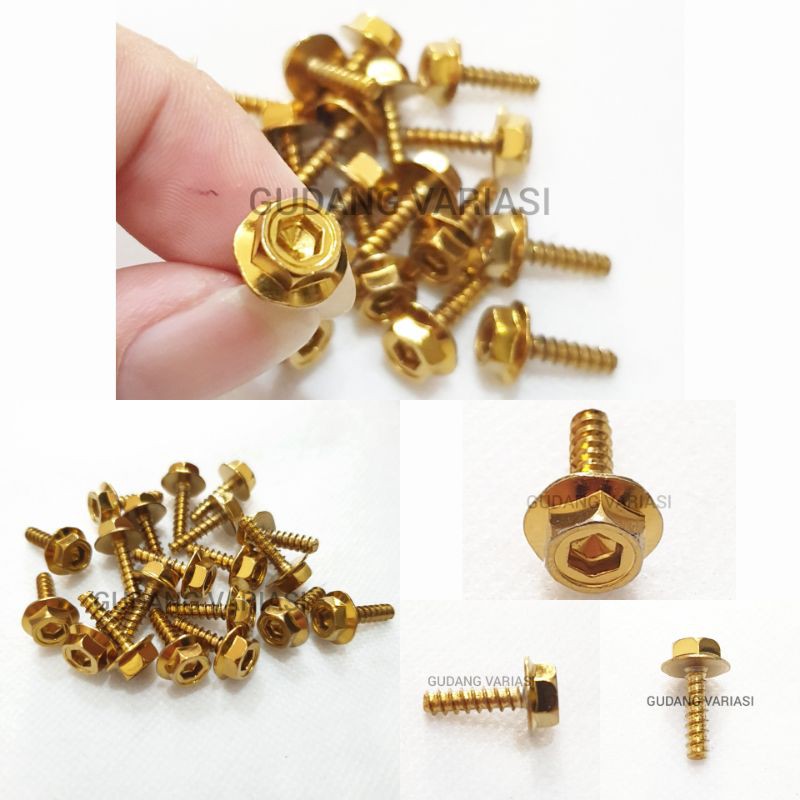 Baut probolt body Honda 2 kunci 20 Pcs GOLD BEAT SCOOPY VARIO